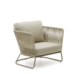 Outdoor-fauteuil Saconca van touw en groen gegalvaniseerd staal