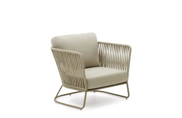 DE_Fauteuil d'extérieur Saconca en corde et acier galvanisé vert