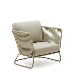 Outdoor-fauteuil Saconca van touw en groen gegalvaniseerd staal