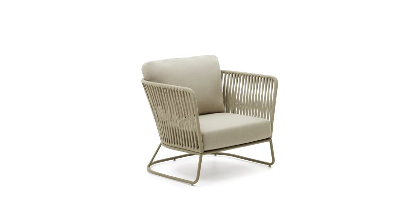 Fauteuil d'extérieur Saconca en corde et acier galvanisé vert