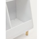 Bibliothèque Serwa en MDF blanc avec pieds et barre en bois de pin