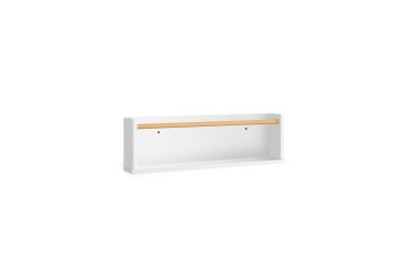 Shantal solid ash wood shelf in white finish, 10 x 50 cm