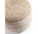 Puf Saht de yute natural y blanco Ø 45 cm