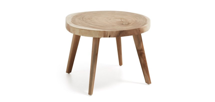 Table d'appoint Wellcres en bois de mungur massif Ø 65 cm