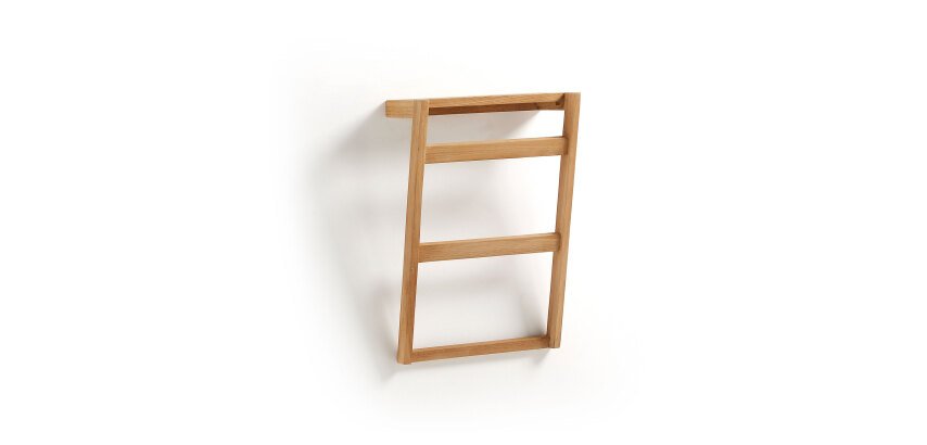 DE_Porte-serviettes mural Kuveni en bois massif de teck 40 x 63 cm