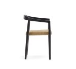 Chaise empilable Ydalia en teck massif, finition noire et corde naturelle