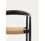 Chaise empilable Ydalia en teck massif, finition noire et corde naturelle