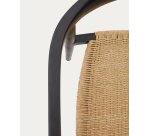 Chaise empilable Ydalia en teck massif, finition noire et corde naturelle