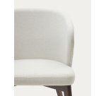 Chaise Darice en tissu chenille beige et bois de hêtre, finition noyer