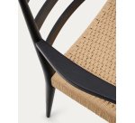 Chaise Analy avec accoudoirs en bois de chêne, finition noire assise en corde