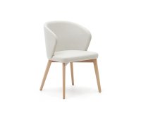 Sedia Darice in ciniglia beige e legno di faggio massiccio con finitura naturale FSC 100%