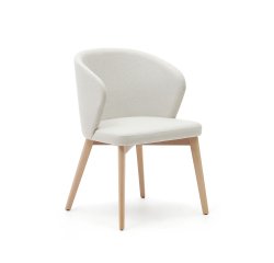 Chair Darice in beige chenille fabric and beech wood, natural finish