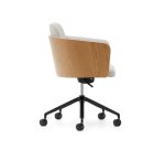 Chaise de bureau Madai en chenille beige et placage en frêne finition naturelle