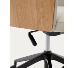 Chaise de bureau Madai en chenille beige et placage en frêne finition naturelle