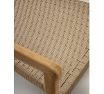 Stapelbare stoel Icaro van massief teakhout met een natuurlijke afwerking en beige touw