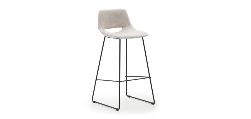 Tabouret Zahara pieds en acier finition noire H.76 cm
