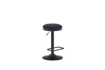 Tabouret Zaib en chenille noir et acier noir mat hauteur 58-80 cm