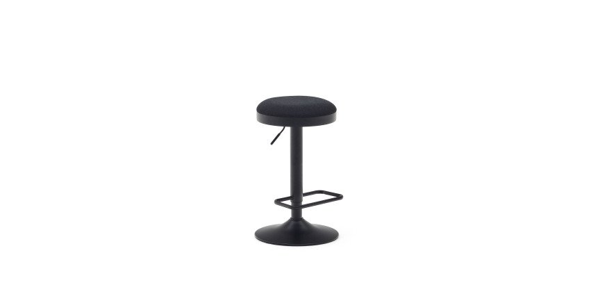 Zaib stool in black chenille and matt black steel height 58-80 cm