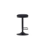 Tabouret Zaib en chenille noir et acier noir mat hauteur 58-80 cm