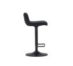 Taburete Zenda de chenilla negro y acero negro mate 81-102 cm