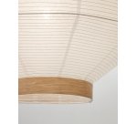 Abat-jour pour plafonnier Hila en papier blanc et placage en bois naturel