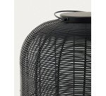 Lampe de table baladeuse grand format Saranella en rotin synthétique noir