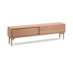 Meuble TV Lenon 2 portes en bois massif et placage de chêne 200 x 57 cm