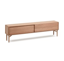 Mueble TV Lenon 2 puertas de madera maciza y chapa de roble 200 x 57 cm FSC MIX Credit