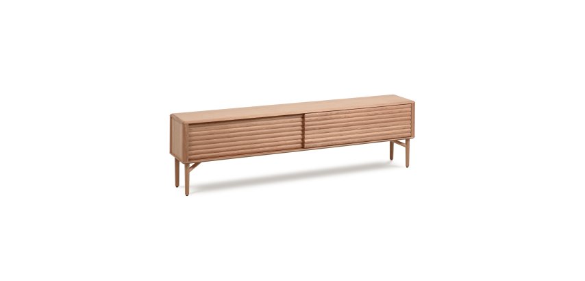 Lenon 2 door solid wood and oak veneer TV stand, 200 x 57 cm