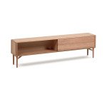 Meuble TV Lenon 2 portes en bois massif et placage de chêne 200 x 57 cm