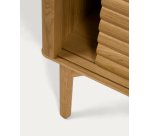 Meuble TV Lenon 2 portes en bois massif et placage de chêne 200 x 57 cm