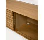 Meuble TV Lenon 2 portes en bois massif et placage de chêne 200 x 57 cm