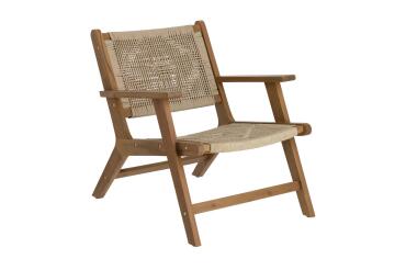 Fauteuil Geralda - corde - structure bois d’acacia beige