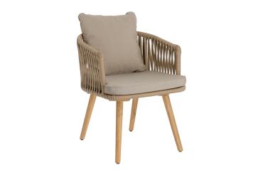 Chaise Hemilce - corde beige - pieds en bois d'acacia massif