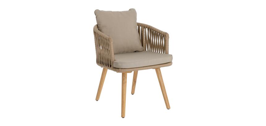 Chaise Hemilce - corde beige - pieds en bois d'acacia massif