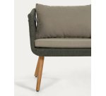 Ensemble d'extérieur Inti - d’un canapé 2 places et 2 fauteuils - tissu - structure en aluminium - pieds en bois d'acacia verte