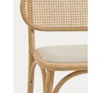 Doriane massief eiken stoel met natuurlijke afwerking en gestoffeerde zitting