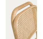 Doriane massief eiken stoel met natuurlijke afwerking en gestoffeerde zitting