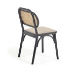 Chaise Doriane en bois d'orme massif finition laqué noir et assise en tissu