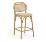 Doriane 65 cm height solid oak stool with natural finish and upholstered seat