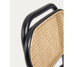 Chaise Doriane en bois d'orme massif finition laqué noir et assise en tissu