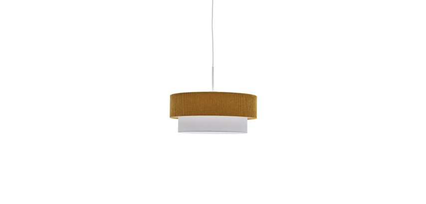 Bianella ceiling lamp in cotton and mustard corduroy, Ø 40 cm