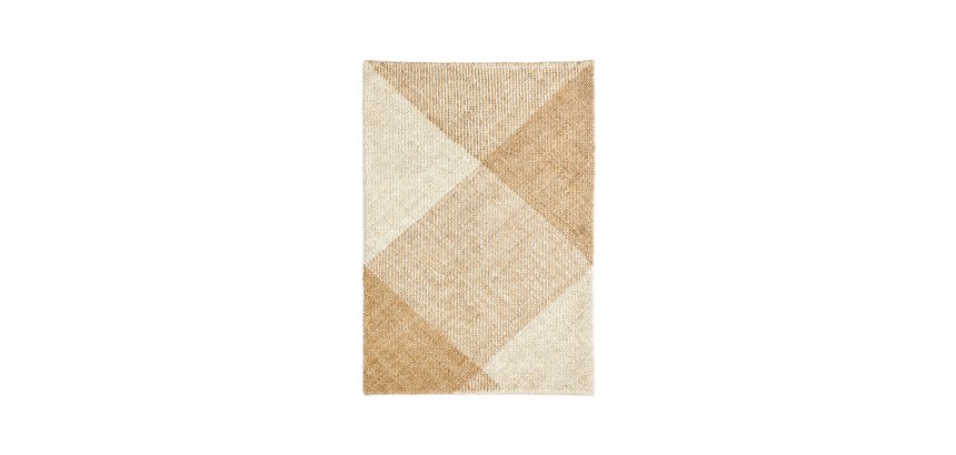 Tapis Maelan en jute et coton à carreaux naturel  160 x 230 cm