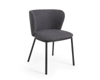 Silla Ciselia de chenilla y acero negro