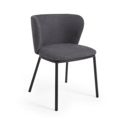 Silla Ciselia de chenilla y acero negro