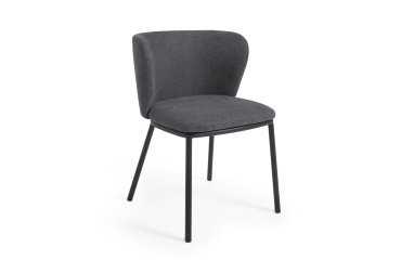 Silla Ciselia de chenilla y acero negro
