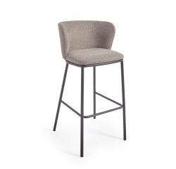 Taburete Ciselia de chenilla  y acero negro 75 cm