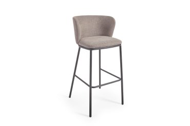 Tabouret Ciselia tissus chenille et pied acier H.75 cm