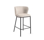 Tabouret Ciselia en chenille beige et pieds en acier peint noir hauteur 65 cm