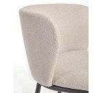Tabouret Ciselia en chenille beige et pieds en acier peint noir hauteur 65 cm
